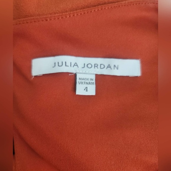 JULIA JORDAN ORANGE 3/4 SLEEVE A-LINE BOAT NECK MIDI DRESS WOMEN'S SIZE… - Picture 6 of 12